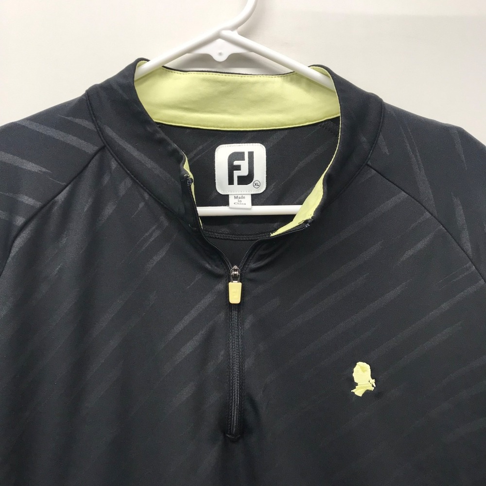 FOOTJOY Men's 1/4 Zip Pullover Black Embroidered Logo Performance Shirt - XL